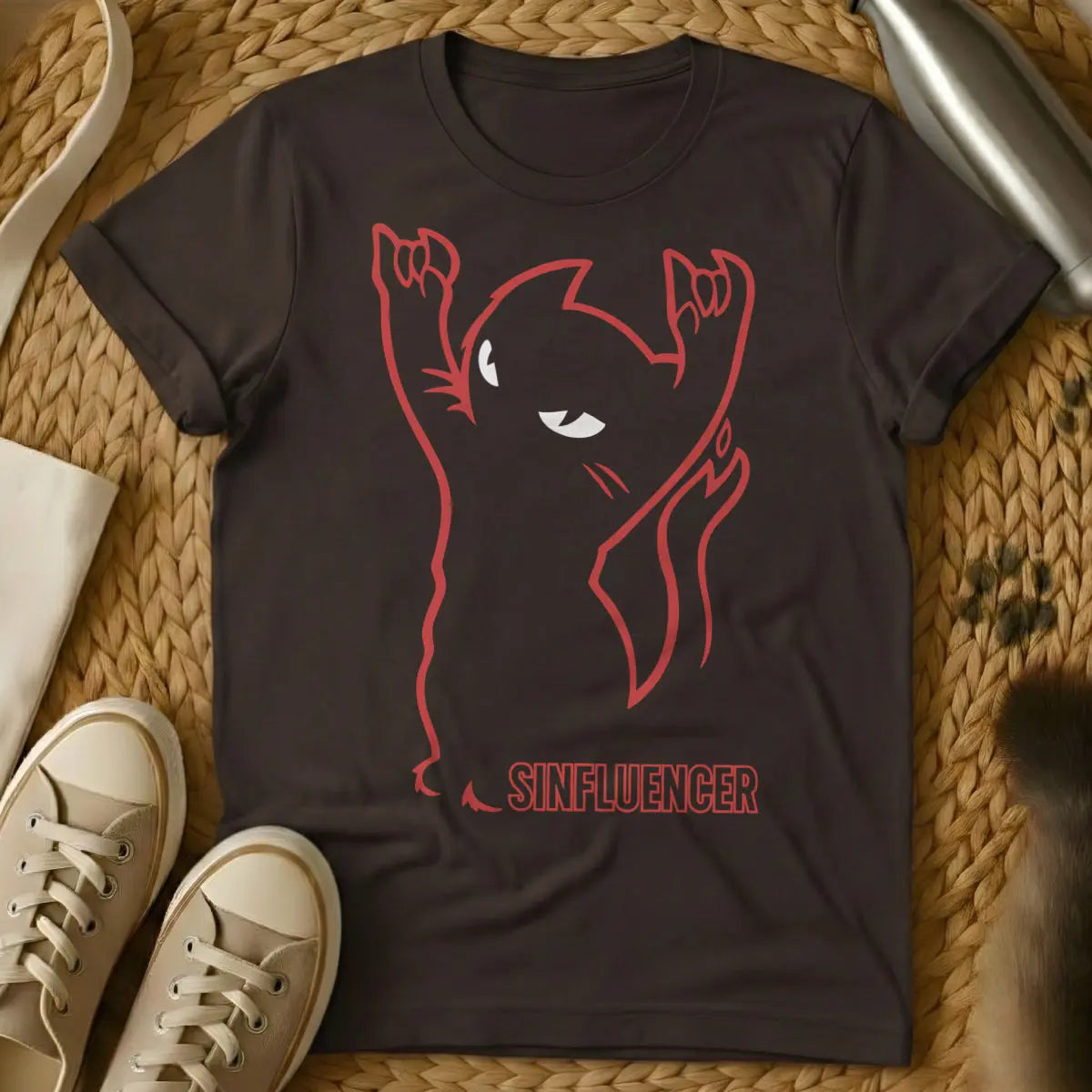 Influencer Cat Shirt - Dark Chocolate Cat T-Shirt