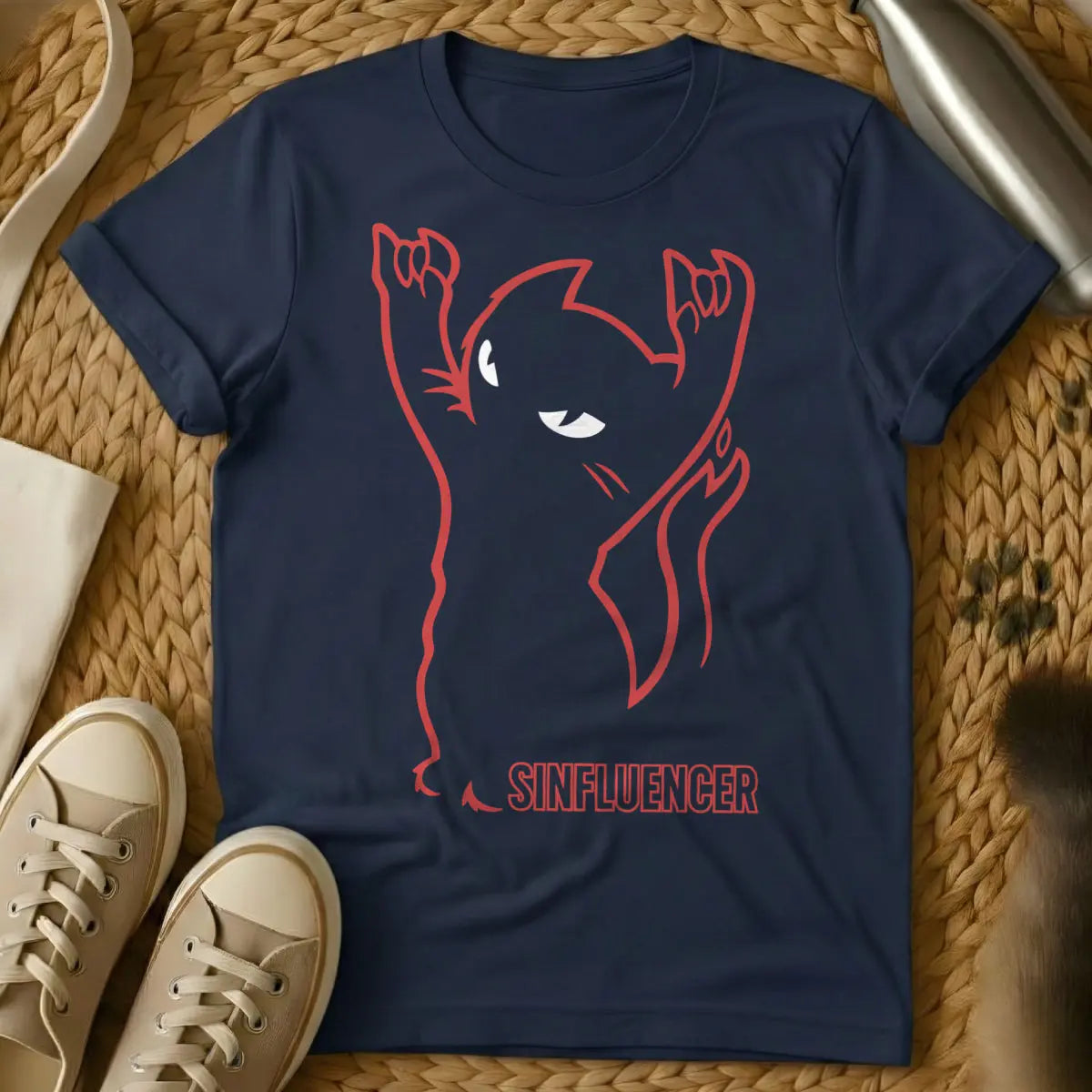 Influencer Cat Shirt - Navy Cat T-Shirt