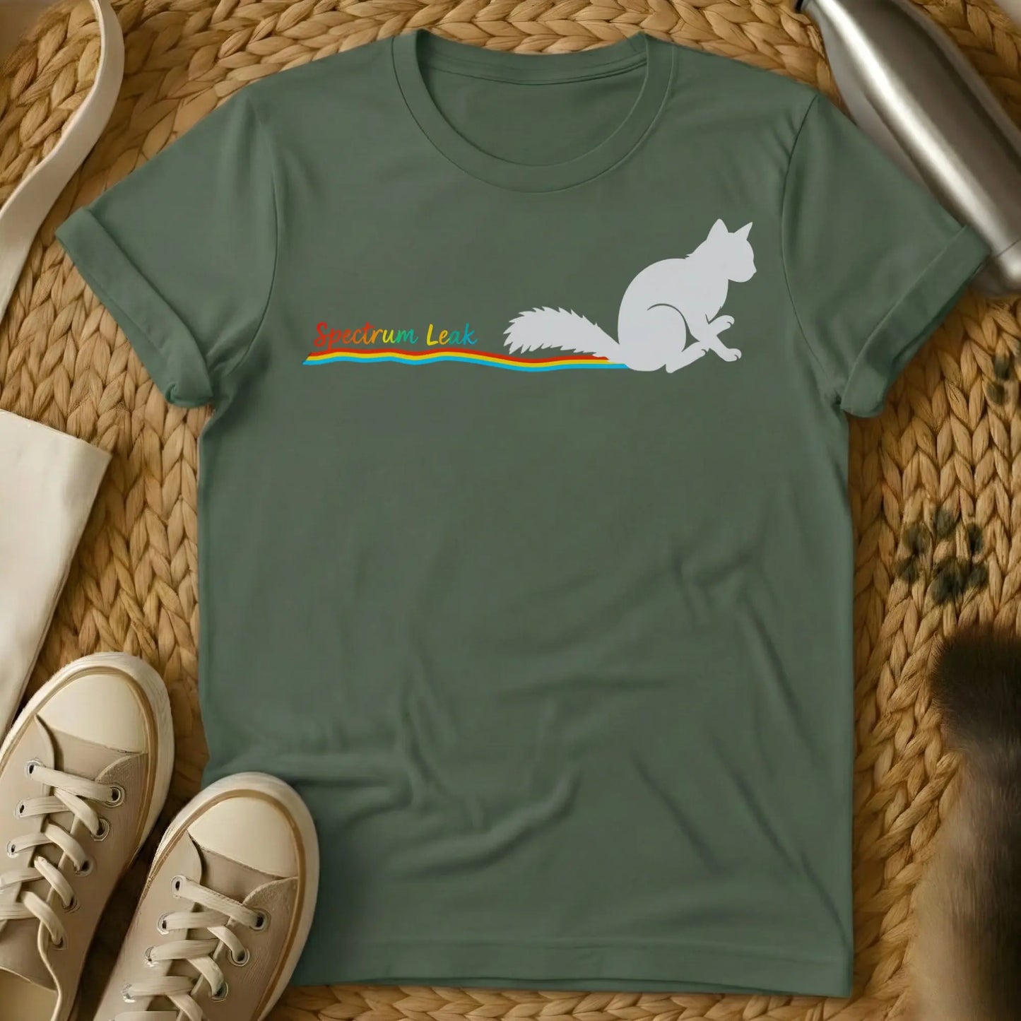 Spectrum Cat Shirt - Military Green Cat T-Shirt
