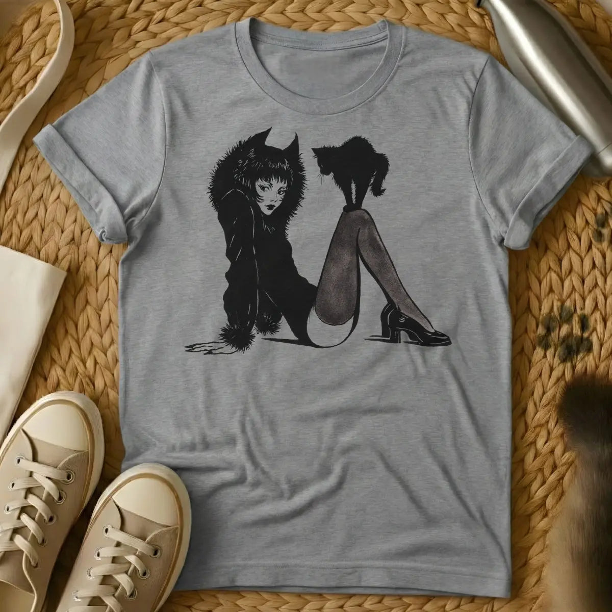 Cat Lady T Shirt - Gray T-Shirt - empowered feline mom, feminist pet parent, introvert lifestyle apparel
