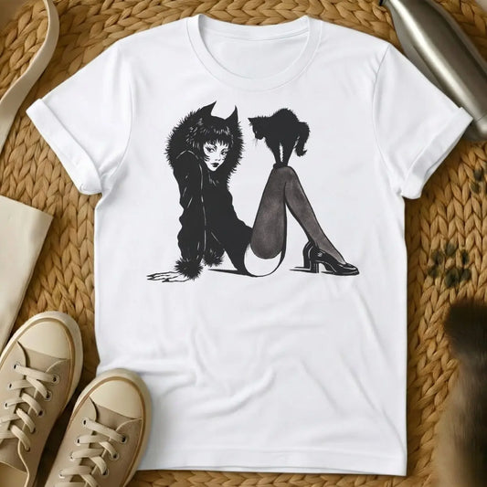 Cat Lady T Shirt - White T-Shirt - empowered feline mom, feminist pet parent, introvert lifestyle apparel