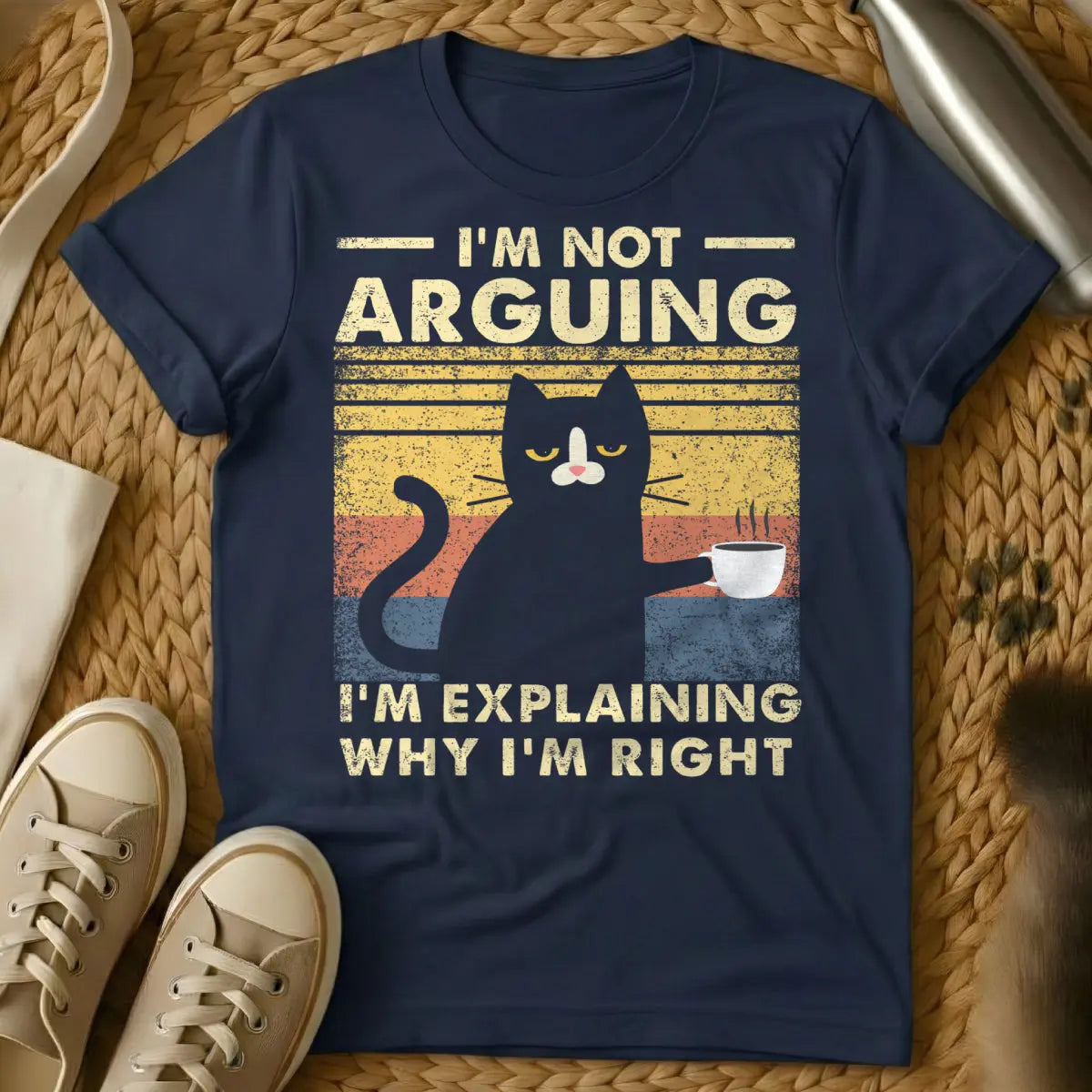 Always Right Cat Shirt - Navy T-Shirt - cat logic humor, cat parent relatability, feline superiority complex