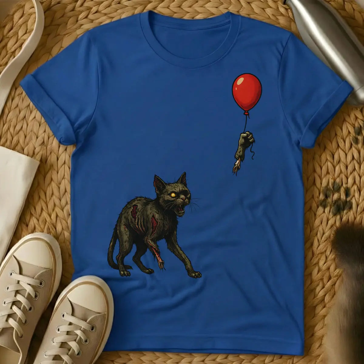Zombie Cat Shirt - Blue Cat T-Shirt