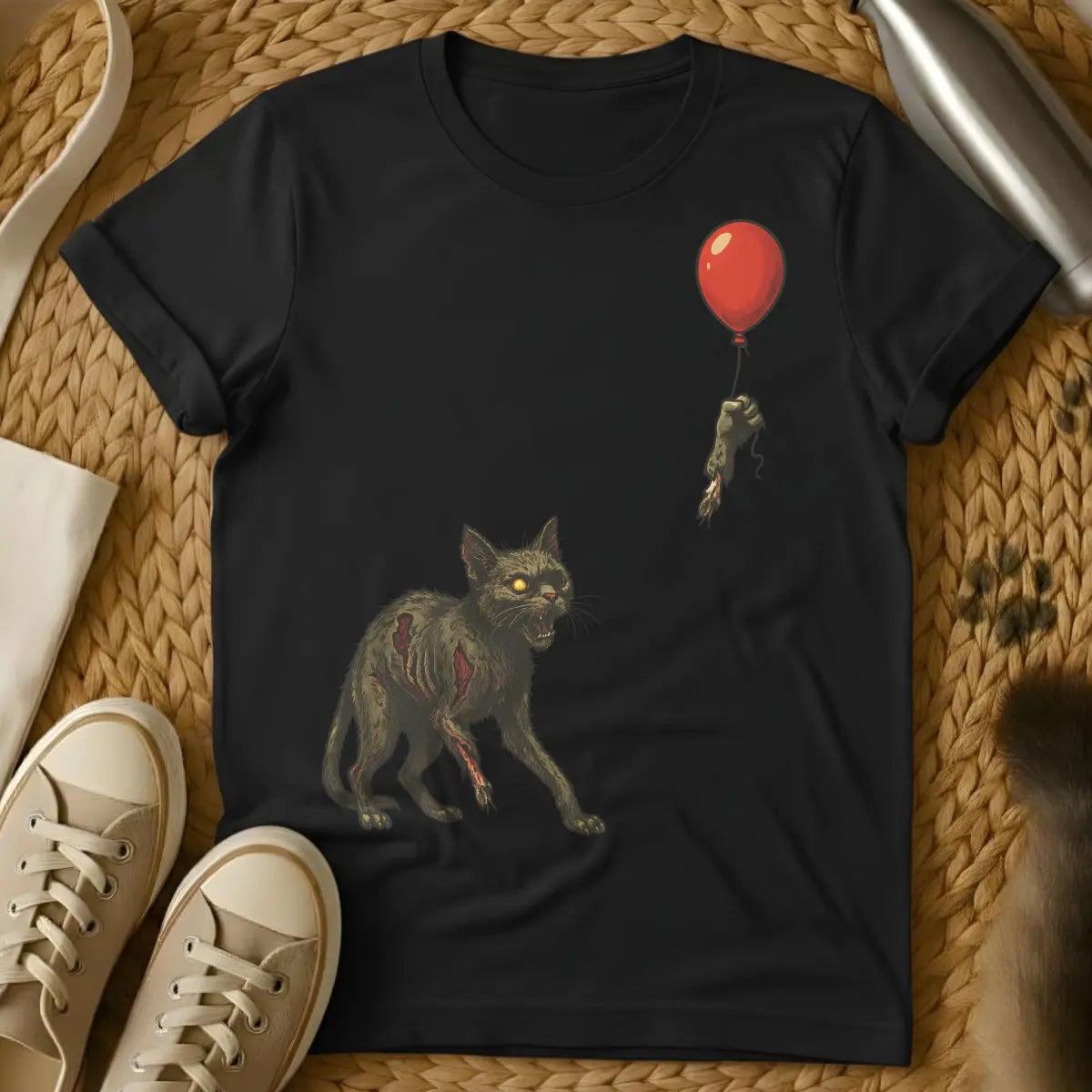 Zombie Cat Shirt - Black Cat T-Shirt