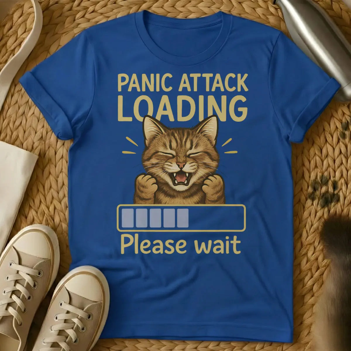 Panic Cat Shirt - Blue Cat T-Shirt