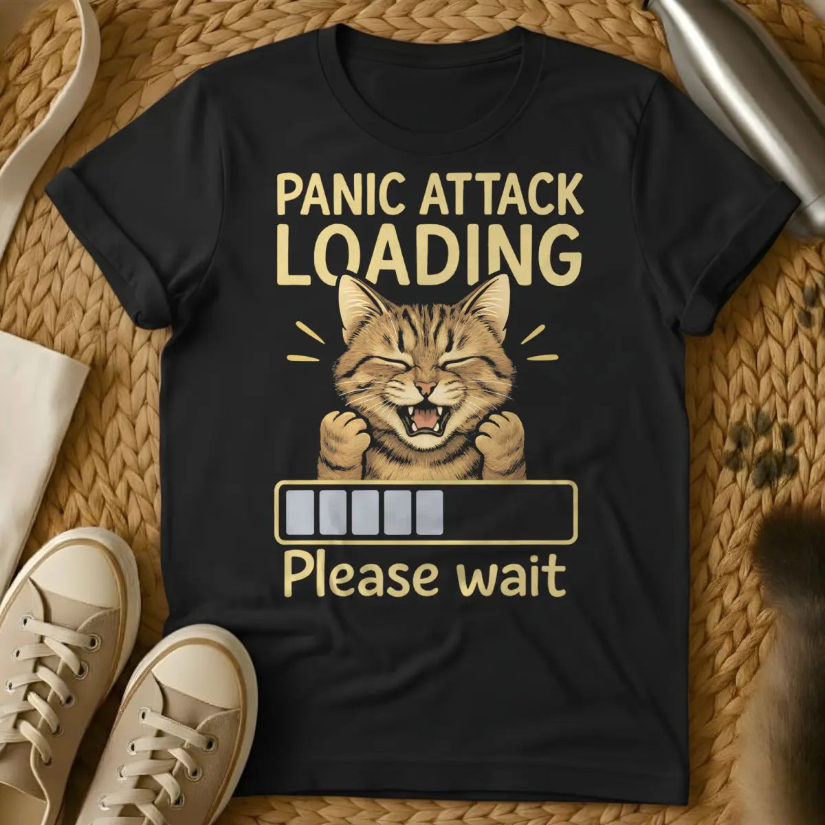 Panic Cat Shirt - Black Cat T-Shirt