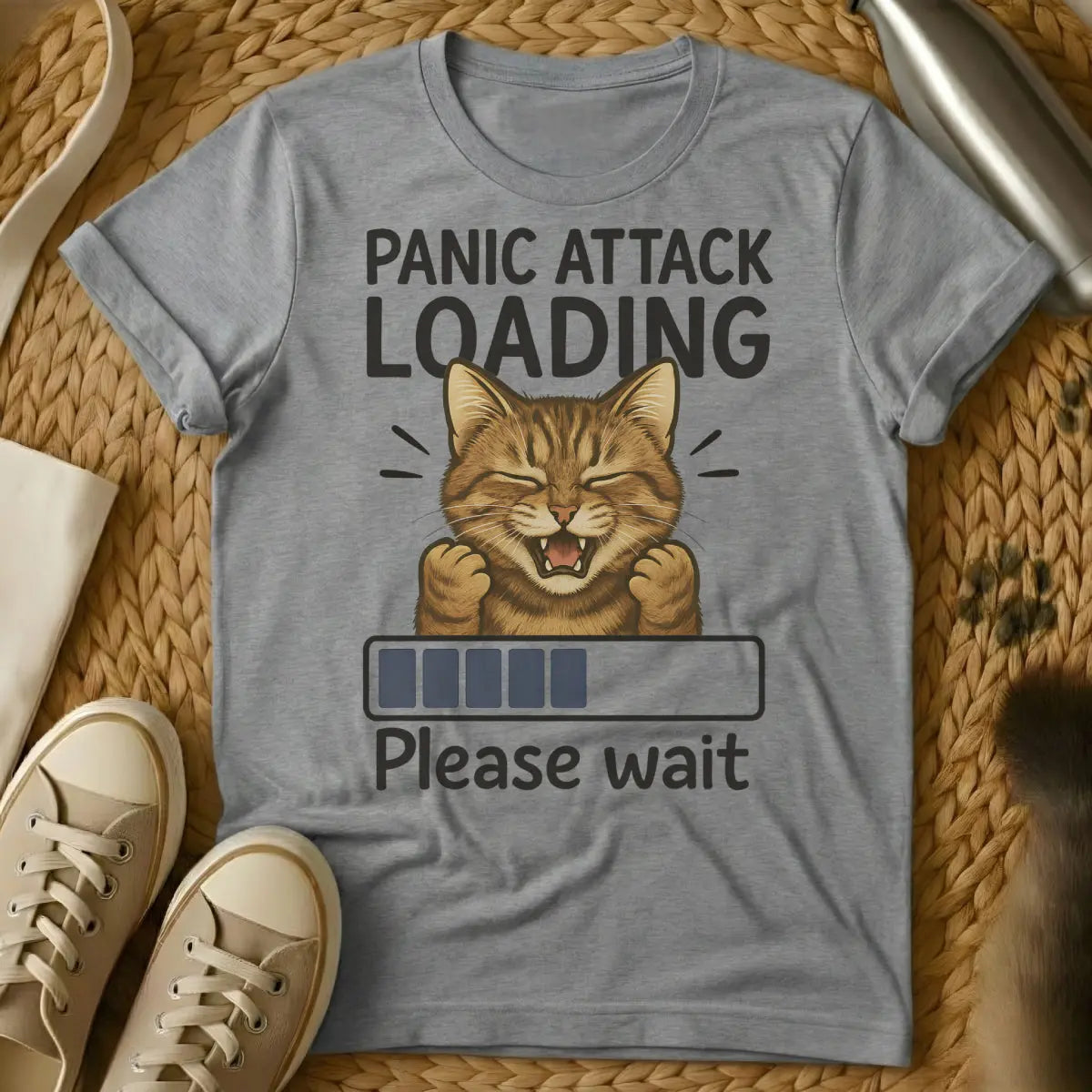 Panic Cat Shirt - Gray Cat T-Shirt