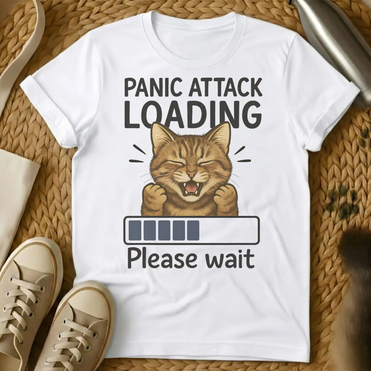 Panic Cat Shirt - White Cat T-Shirt