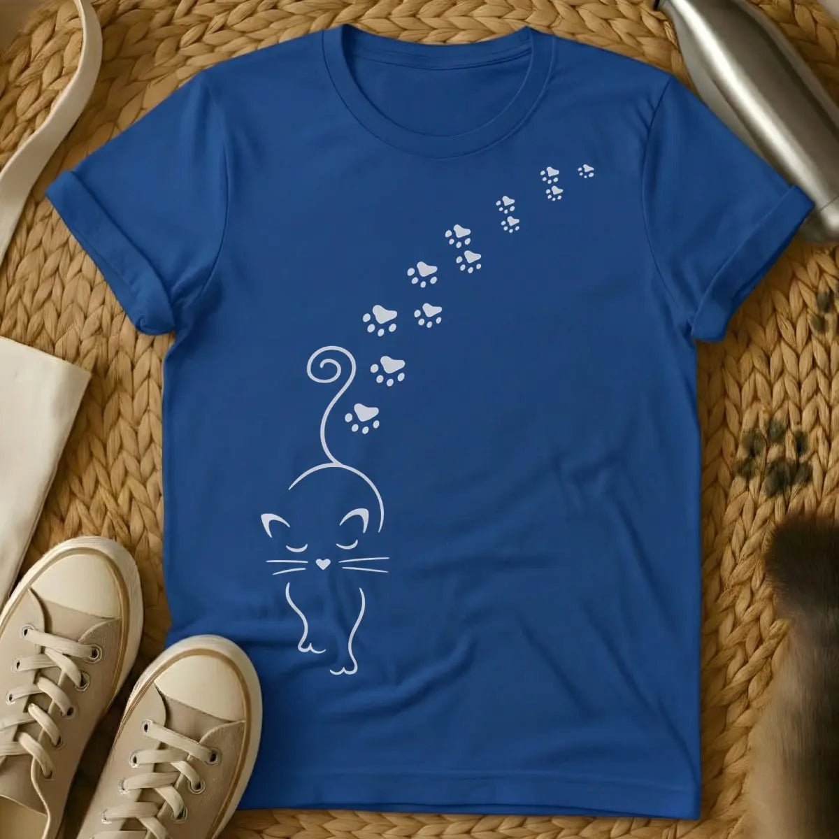 Paw Print Cat Shirt - Blue Cat T-Shirt
