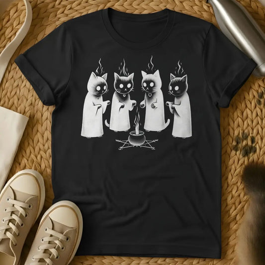 Black Magic Cat Shirt - Black T-Shirt - esoteric magic, gothic cat, occult cat