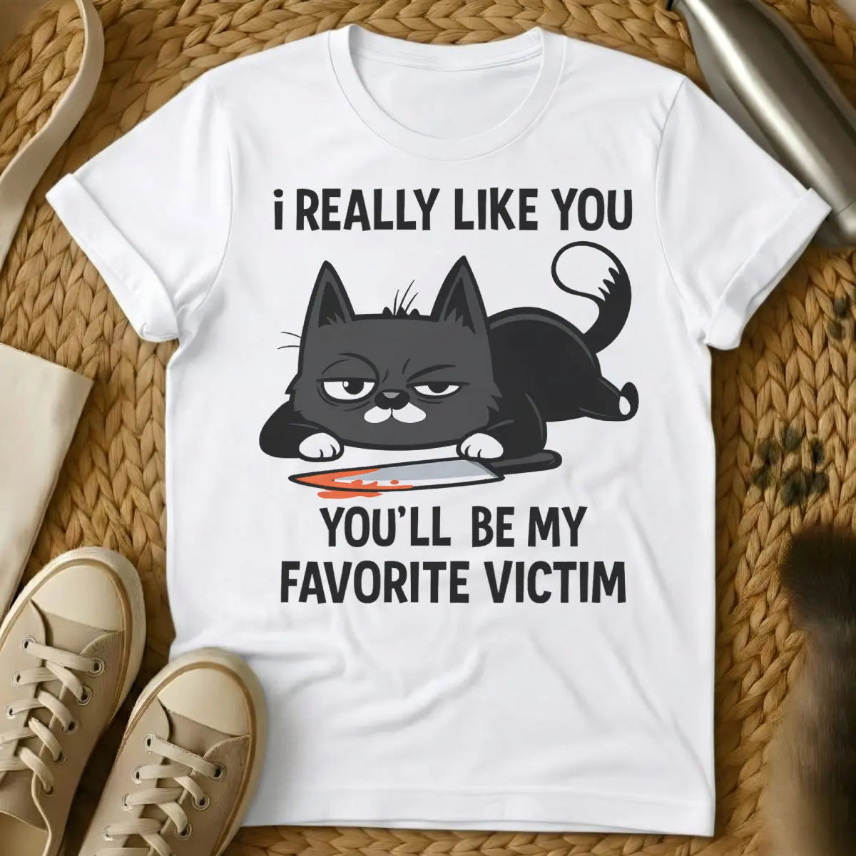 Victim Cat Shirt - White Cat T-Shirt