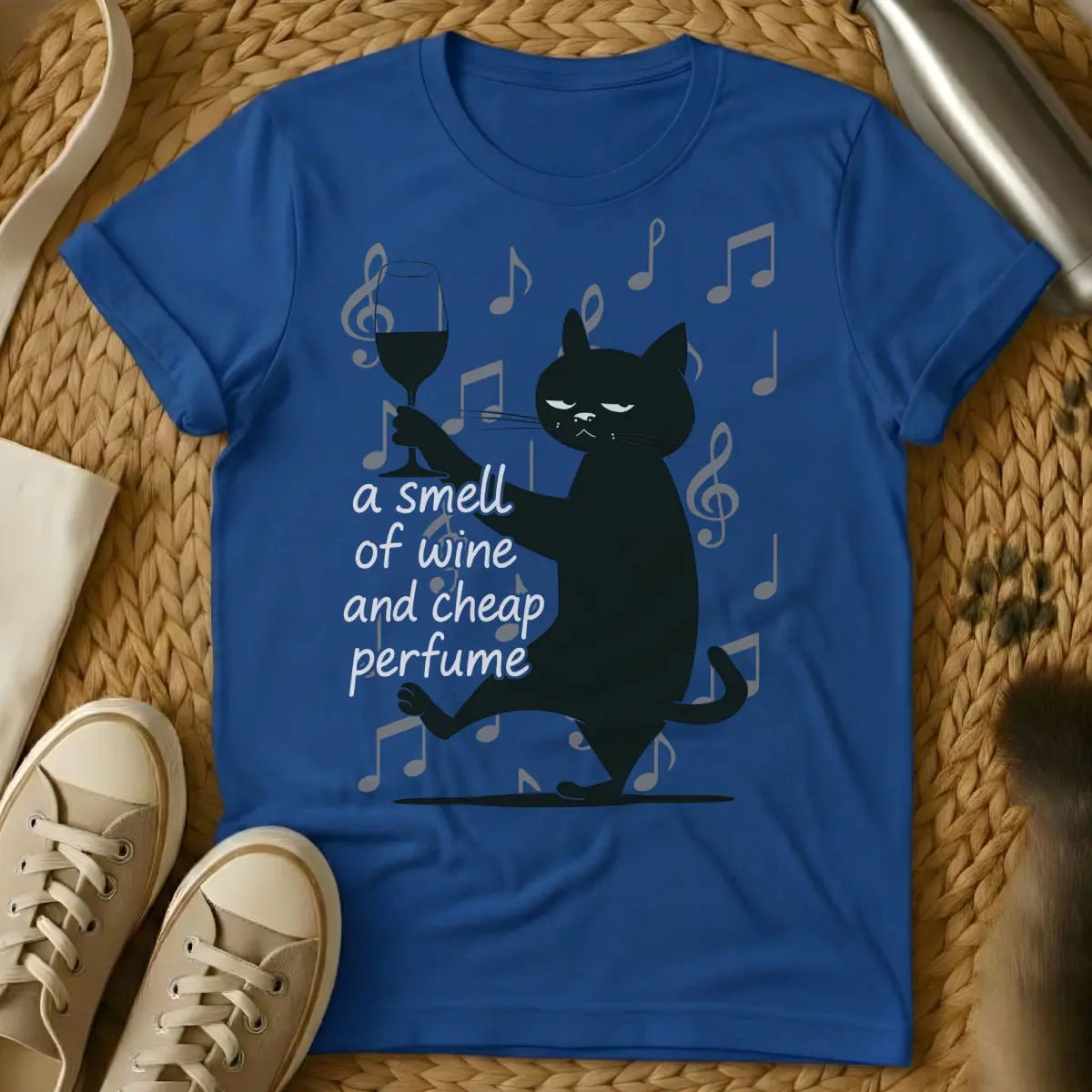 Wine Cat Shirt - Blue Cat T-Shirt