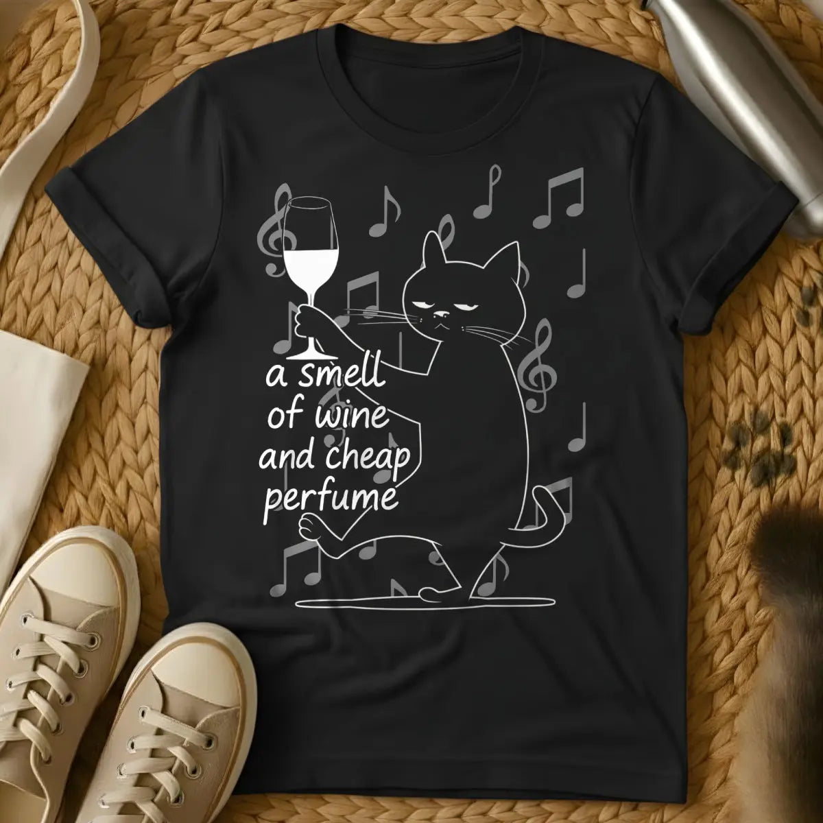 Wine Cat Shirt - Black Cat T-Shirt