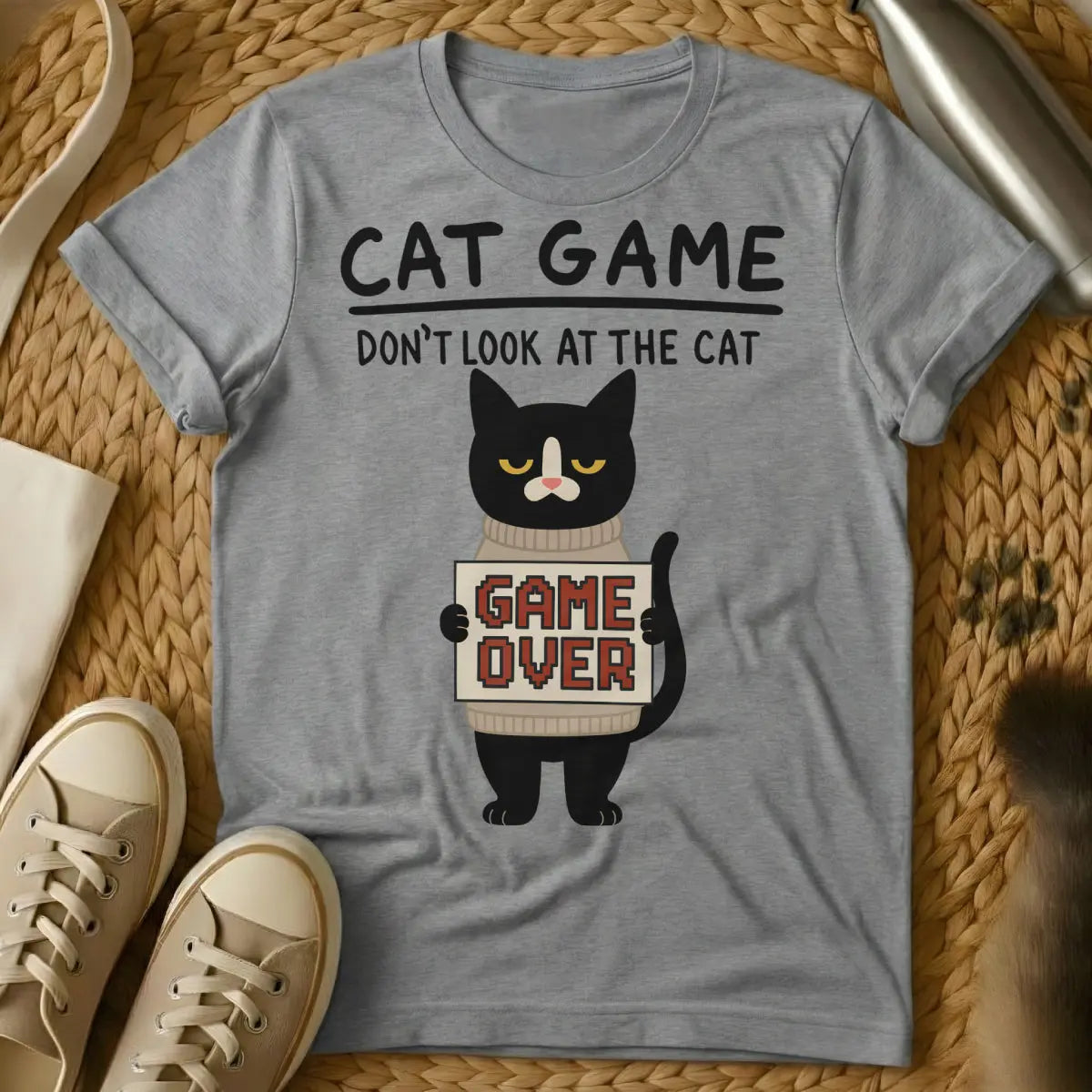 Game Over Cat Shirt - Gray Cat T-Shirt