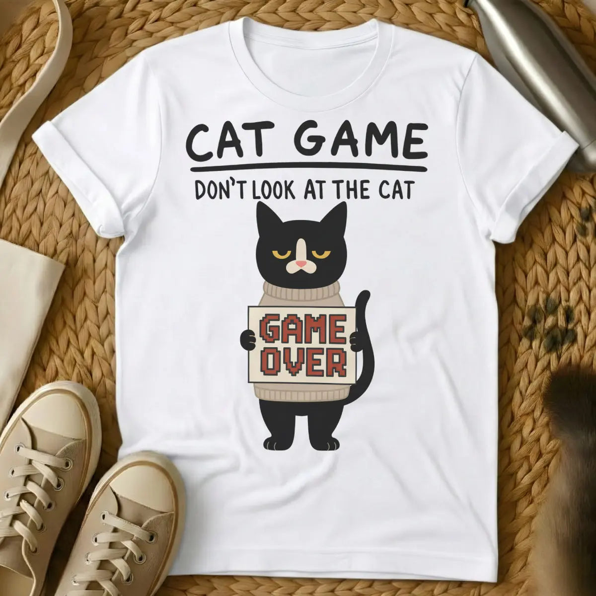 Game Over Cat Shirt - White Cat T-Shirt