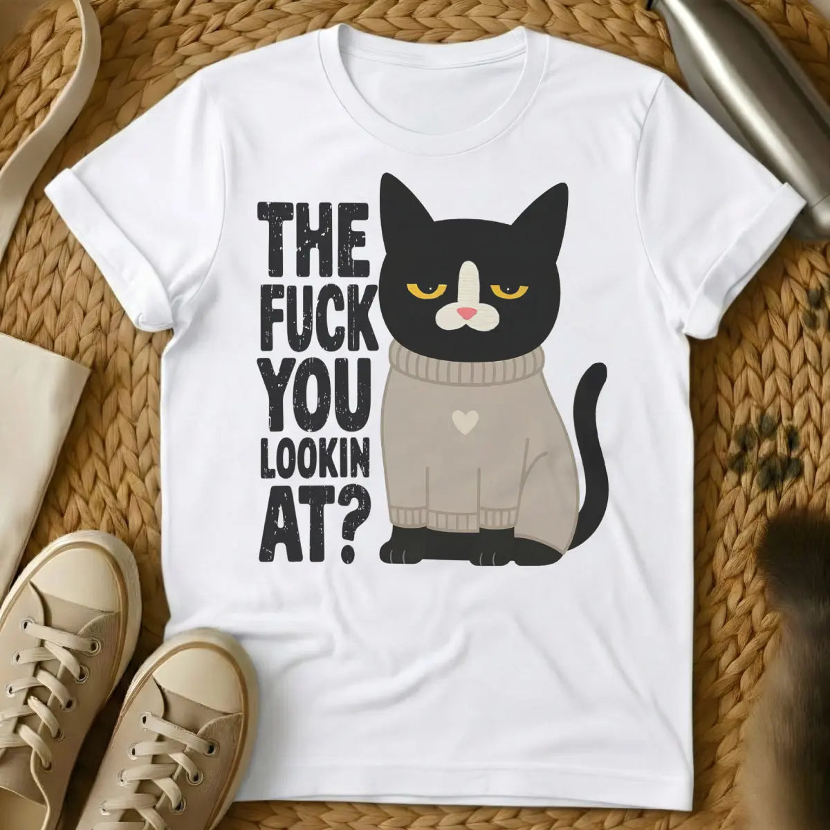 Sarcastic Shirt - White Cat T-Shirt