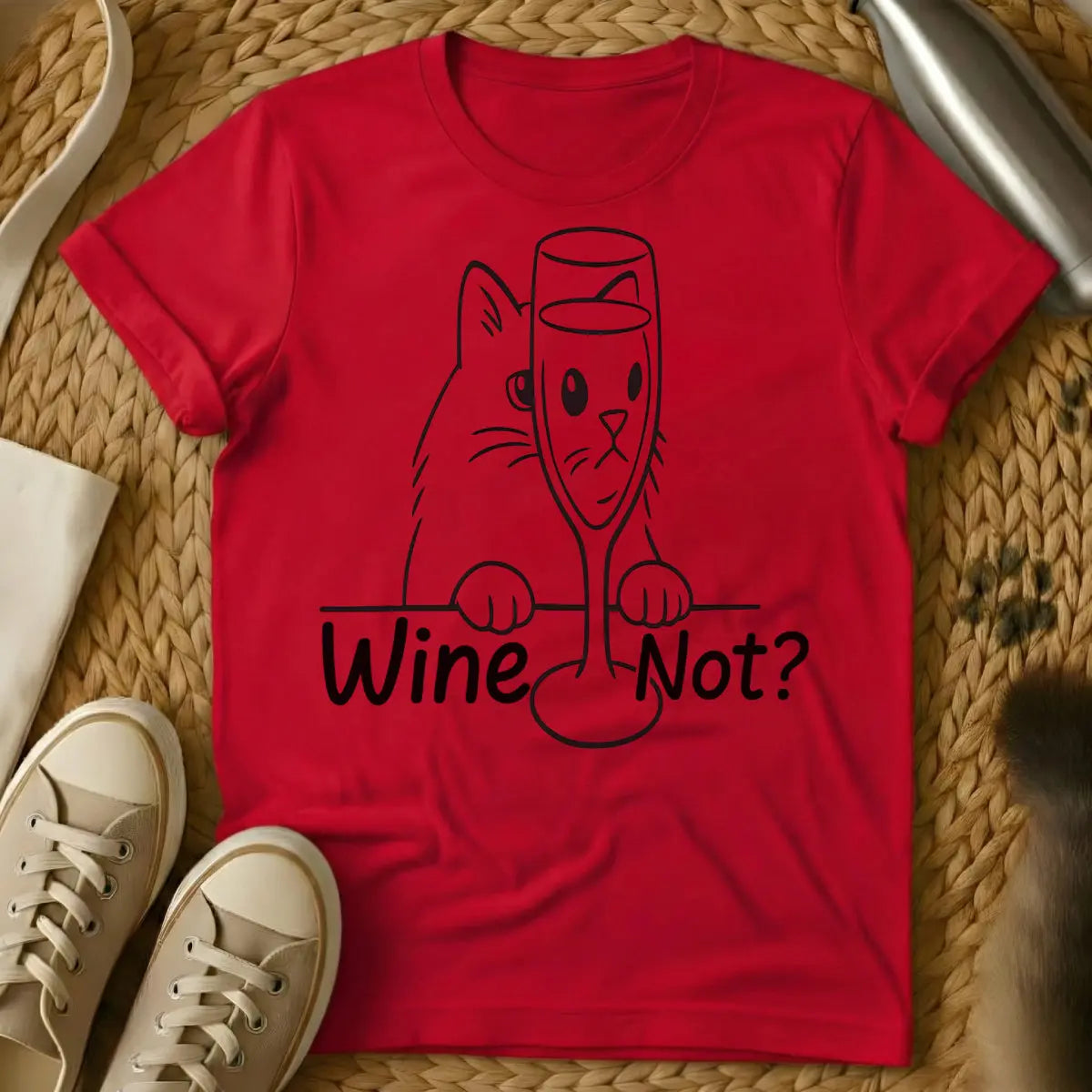 Wine Not Cat Shirt - Red Cat T-Shirt