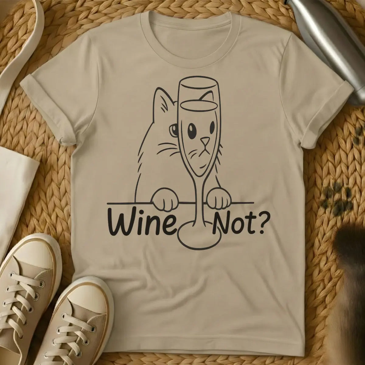 Wine Not Cat Shirt - Sand Cat T-Shirt
