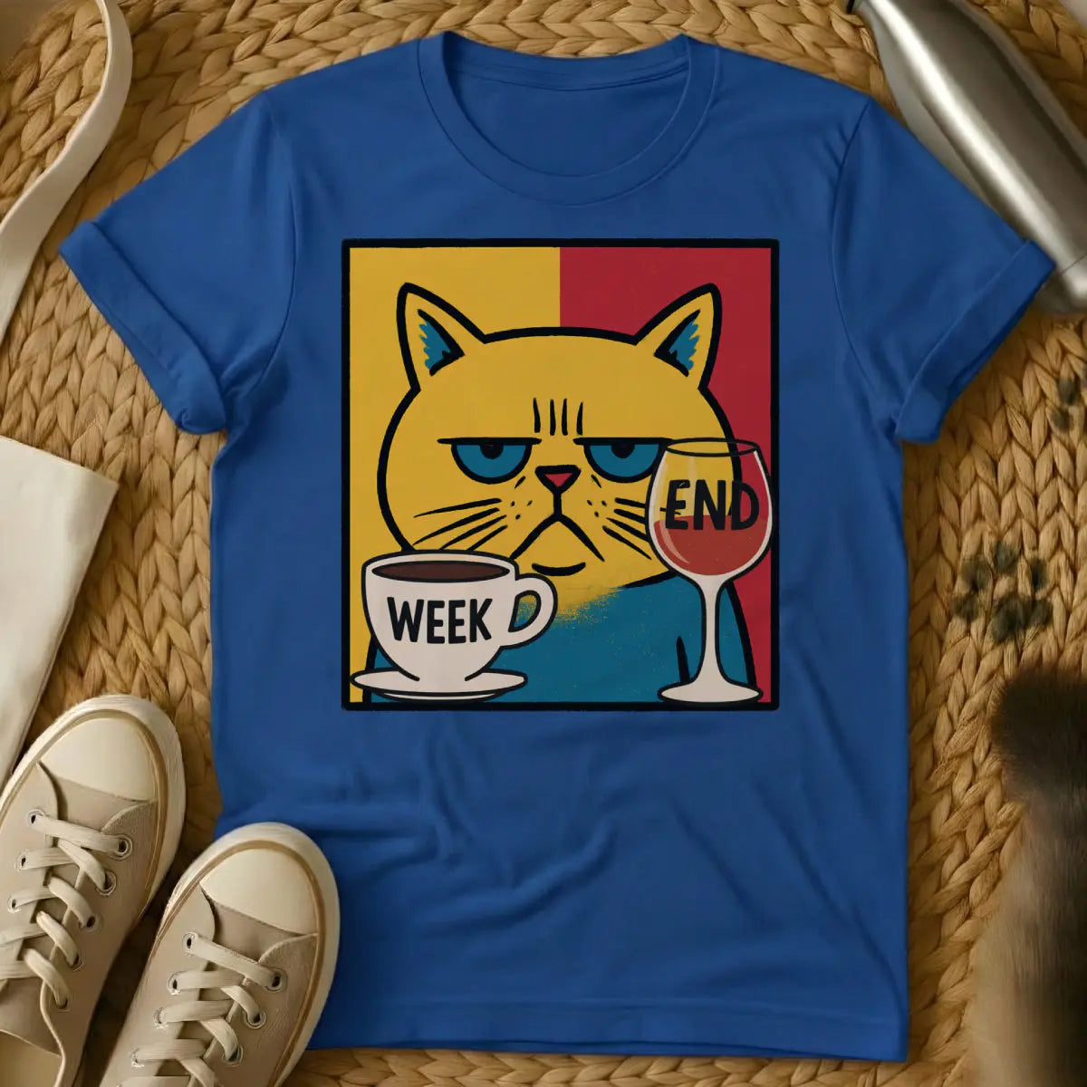 Weekend Cat Shirt - Blue Cat T-Shirt