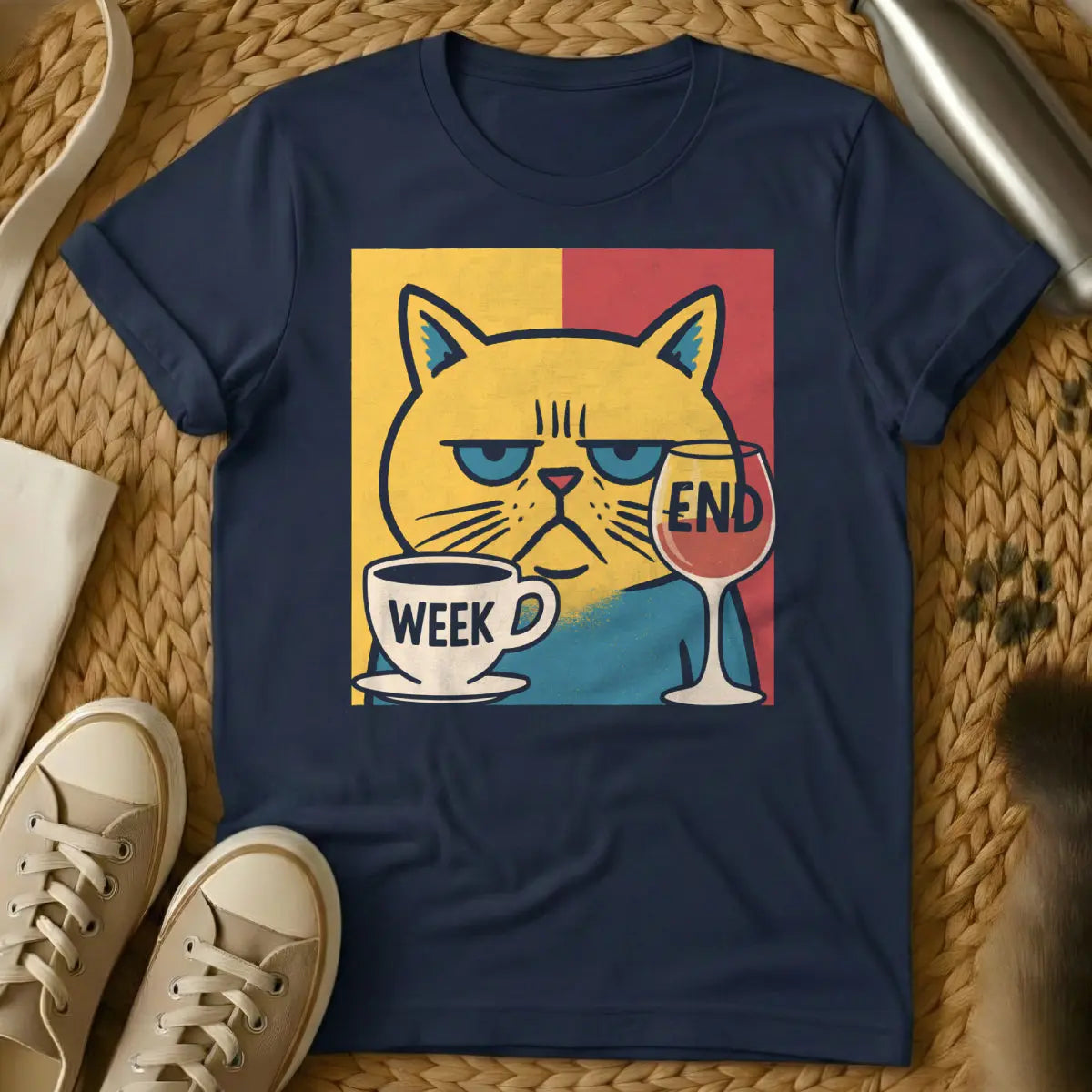 Weekend Cat Shirt - Navy Cat T-Shirt