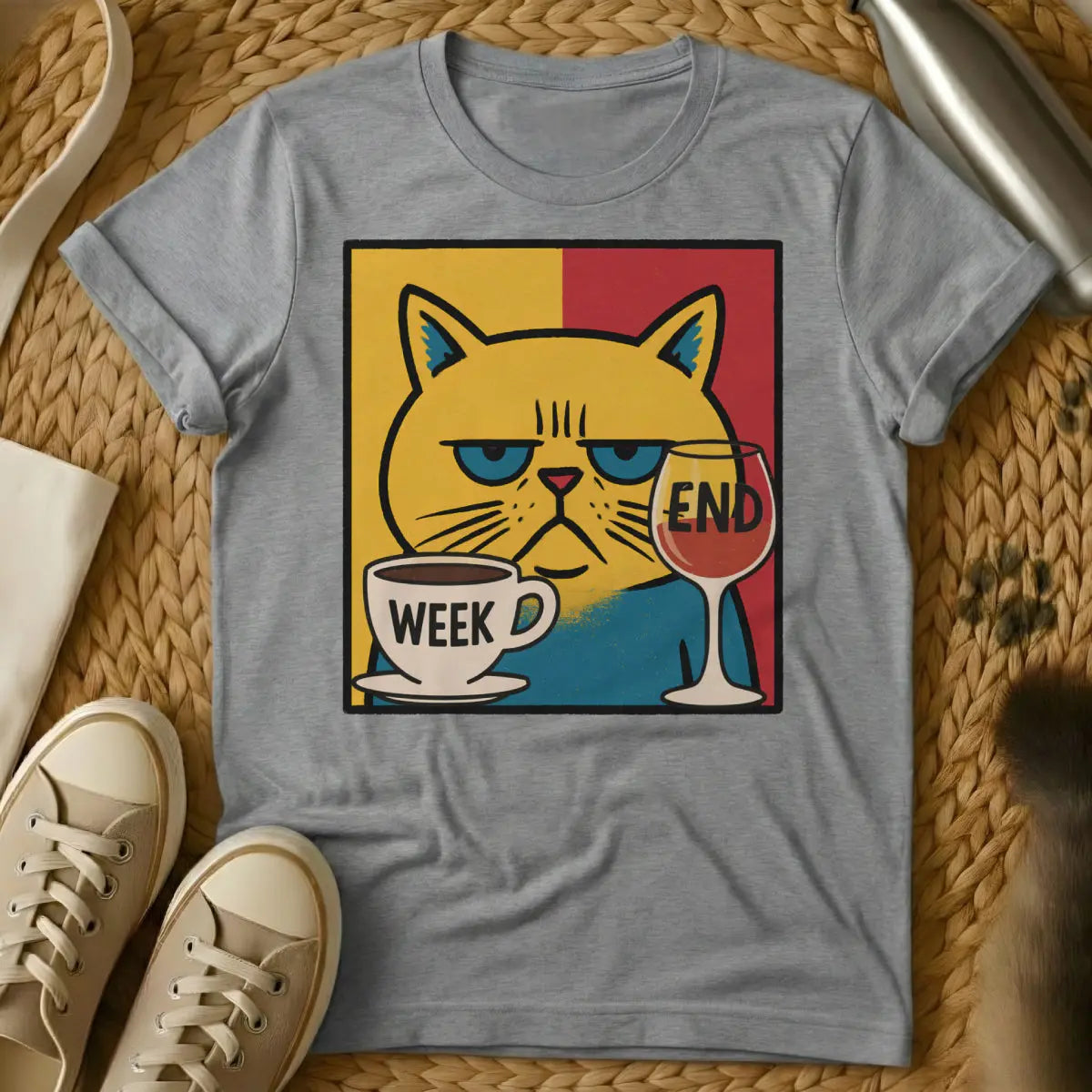 Weekend Cat Shirt - Gray Cat T-Shirt