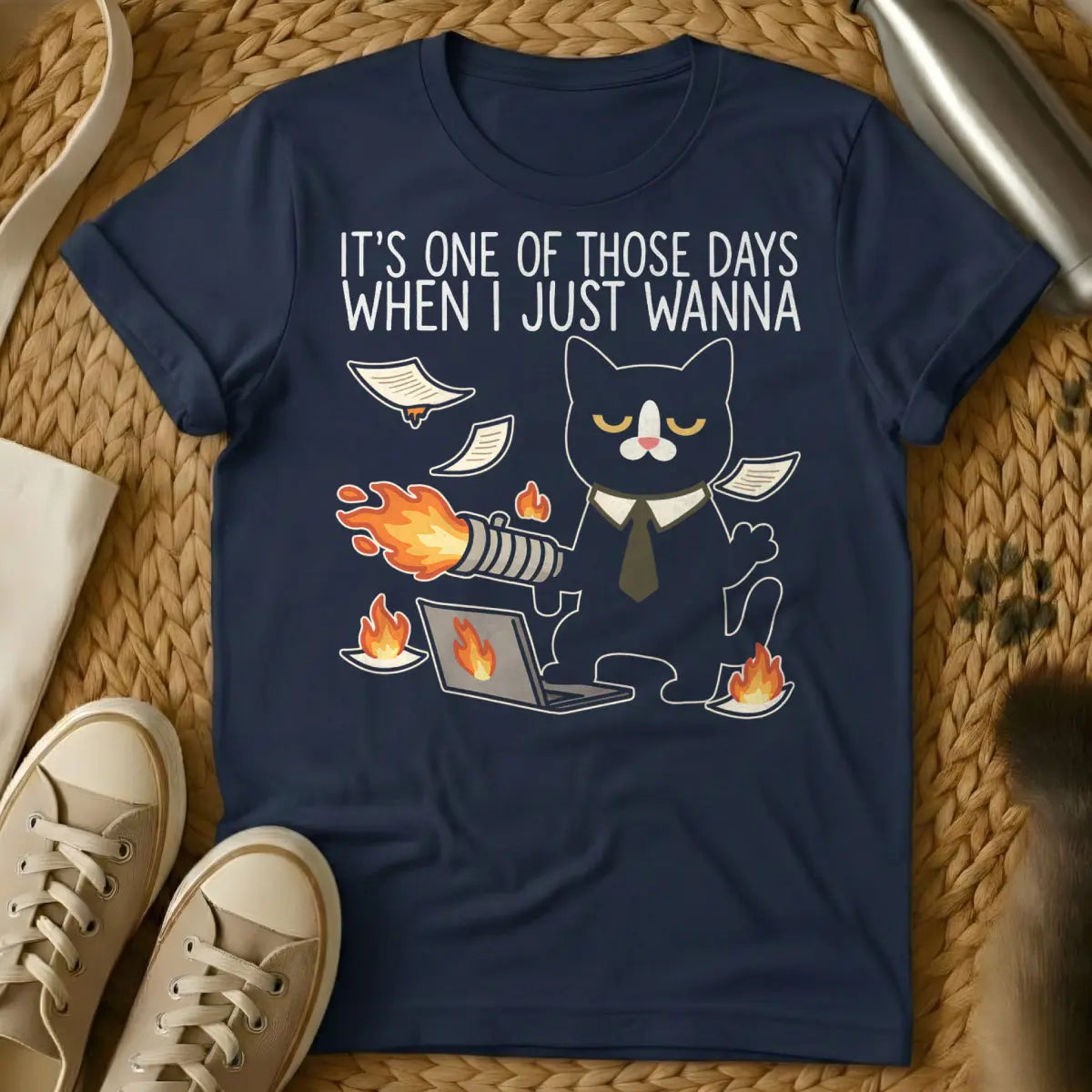 It's Just One of Those Days Cat Shirt - Navy Cat T-Shirt