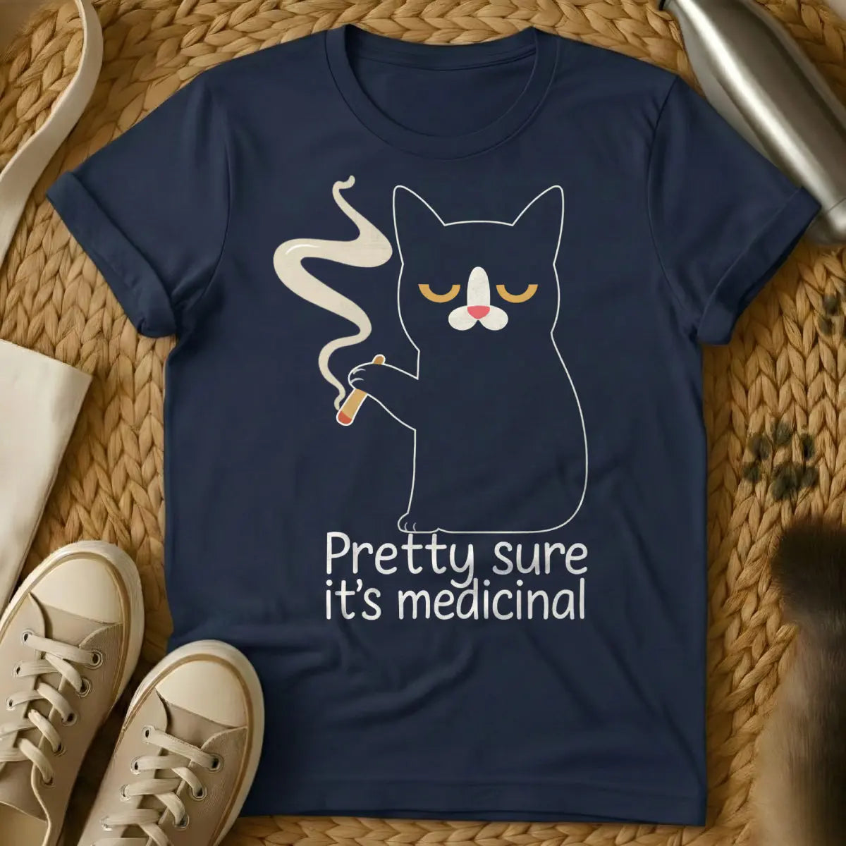 Weed Cat Shirt - Navy Cat T-Shirt