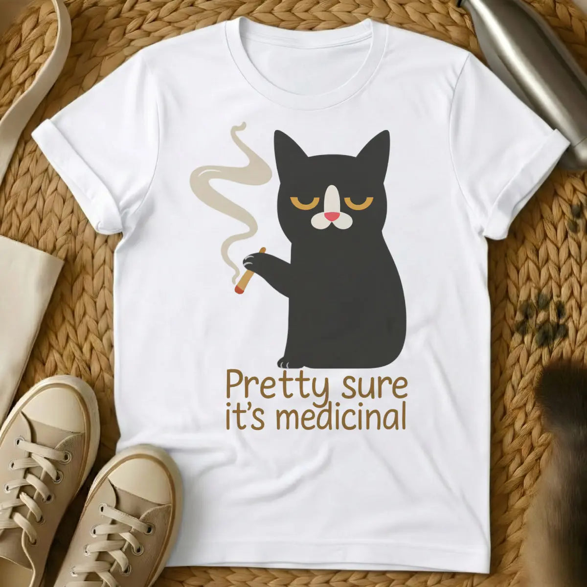 Weed Cat Shirt - White Cat T-Shirt