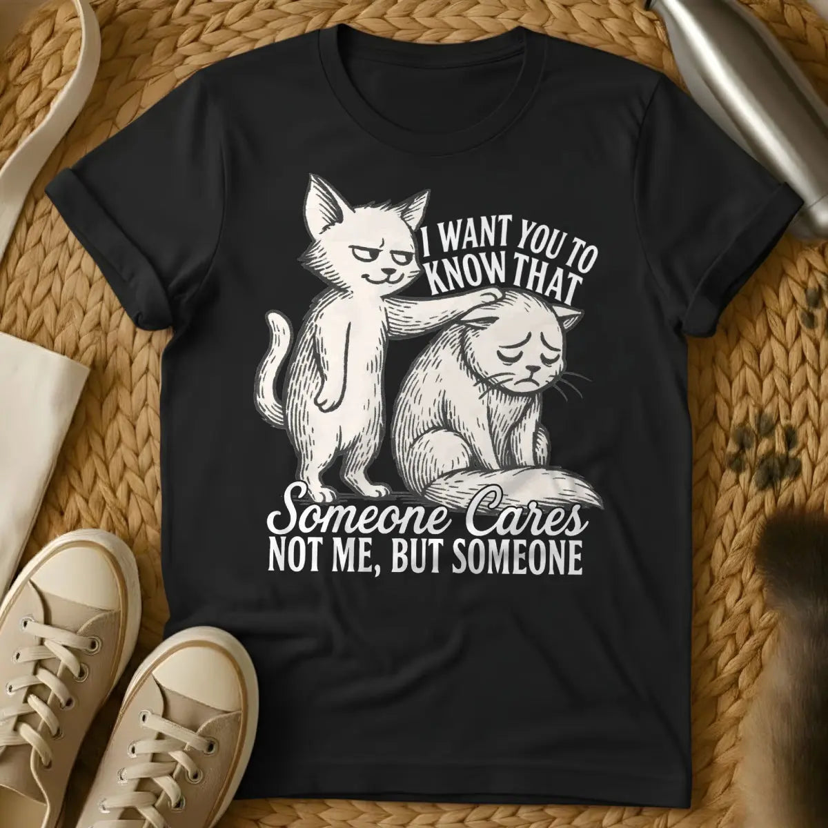 I Don't Care Cat Shirt - Black Cat T-Shirt