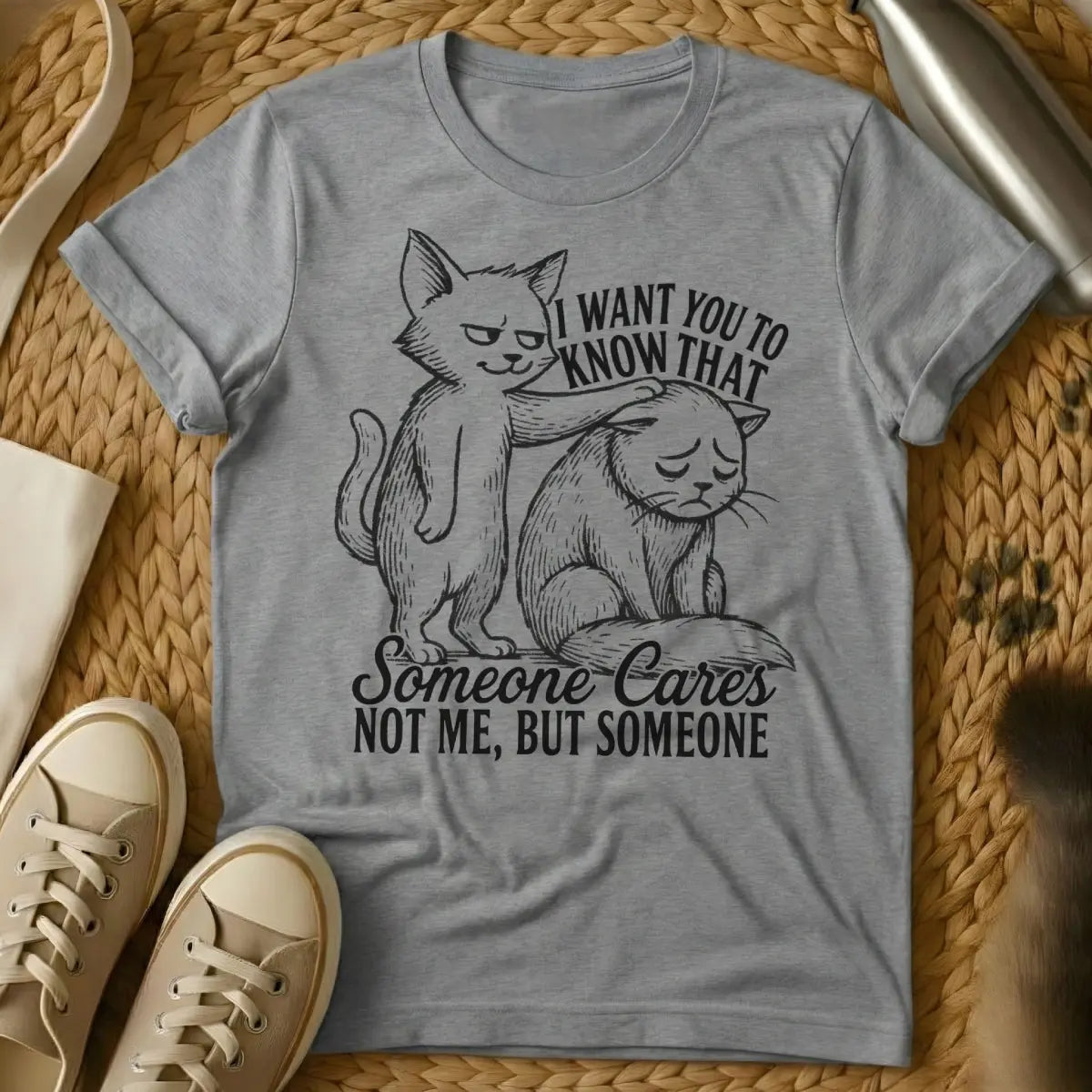 I Don't Care Cat Shirt - Gray Cat T-Shirt