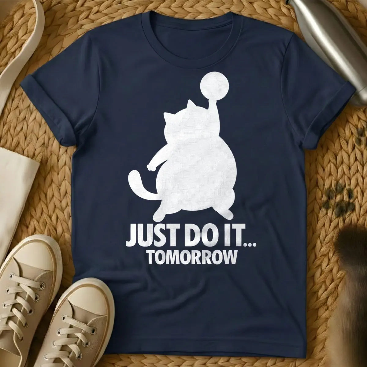 Just Do It Tomorrow Cat Shirt - Navy Cat T-Shirt