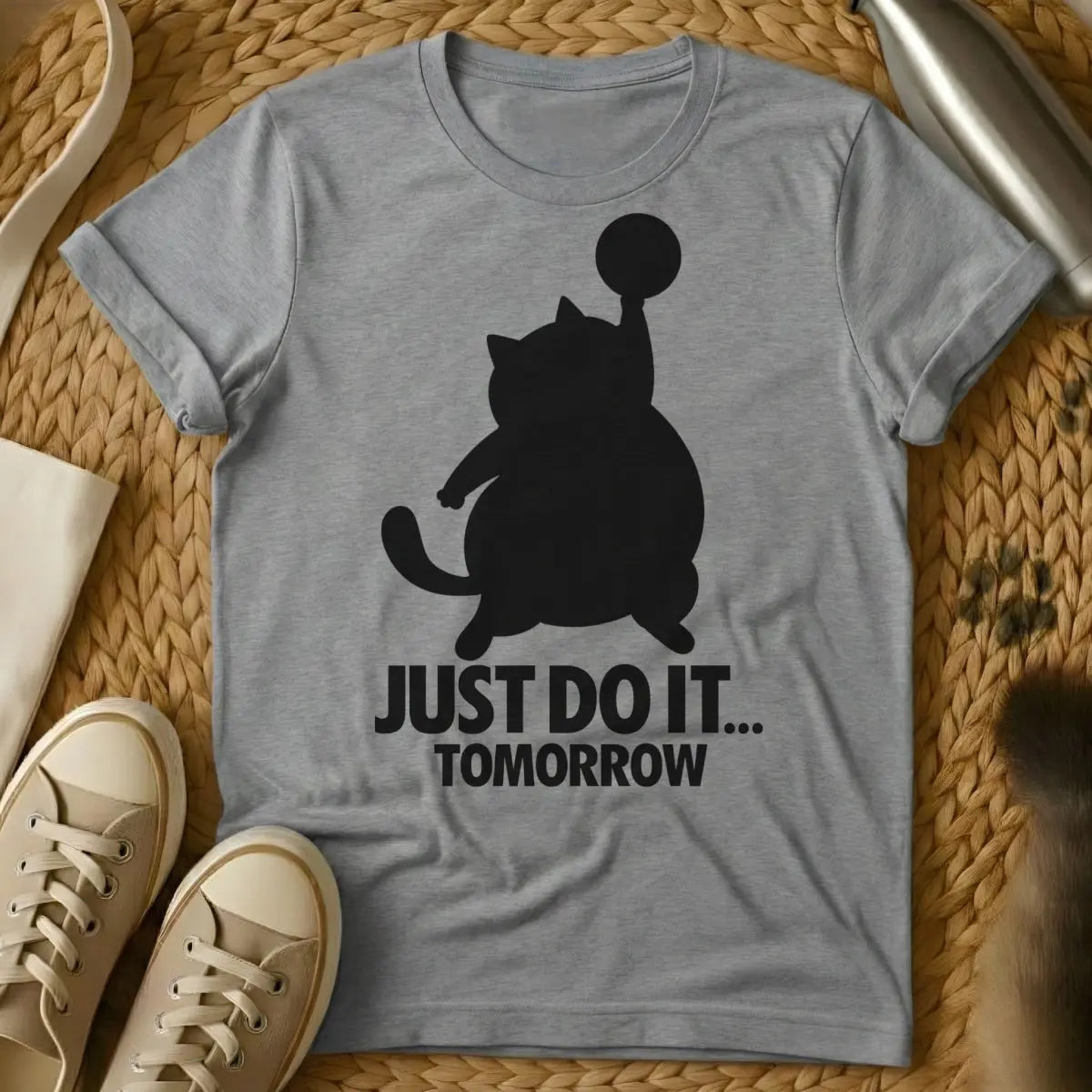 Just Do It Tomorrow Cat Shirt - Gray Cat T-Shirt