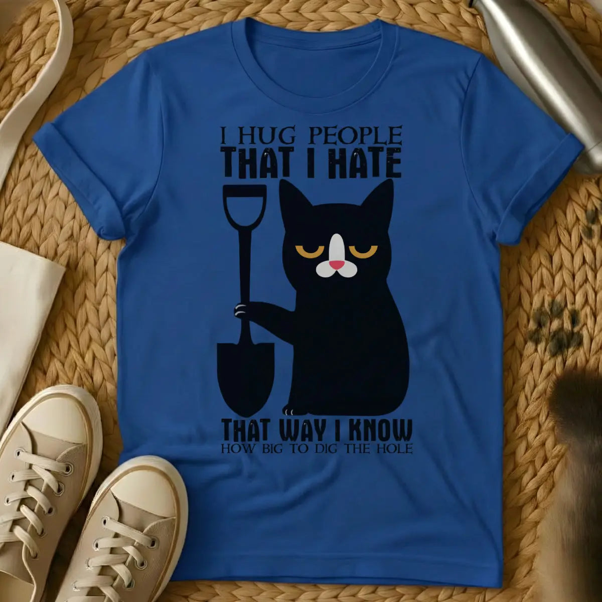 Hugging Cat Shirt - Blue Cat T-Shirt