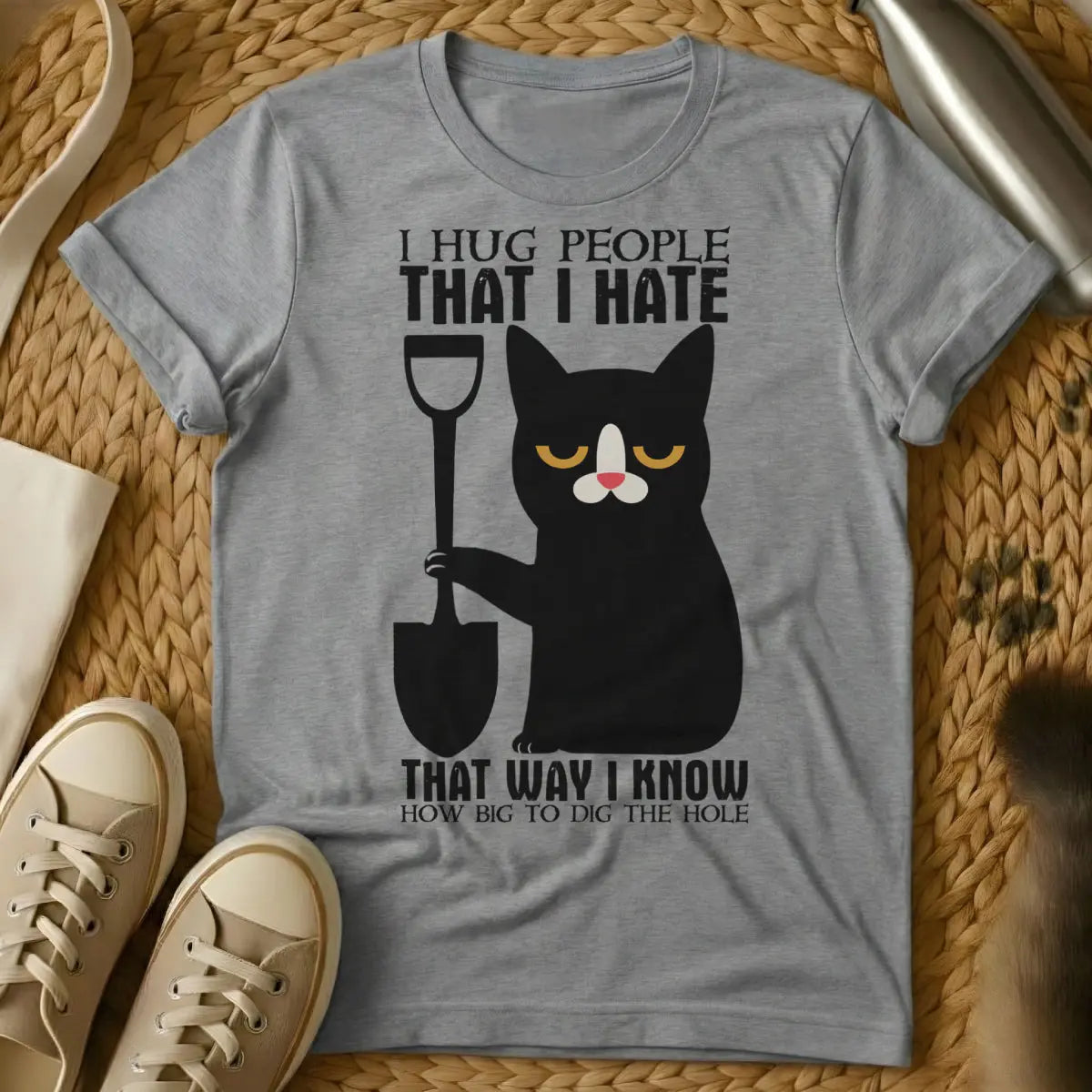 Hugging Cat Shirt - Gray Cat T-Shirt