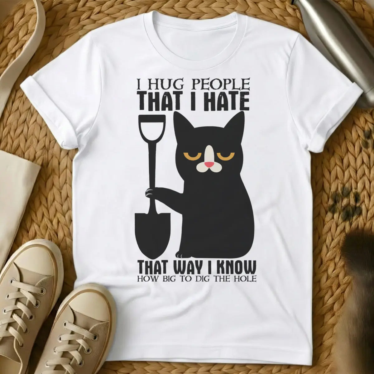 Hugging Cat Shirt - White Cat T-Shirt