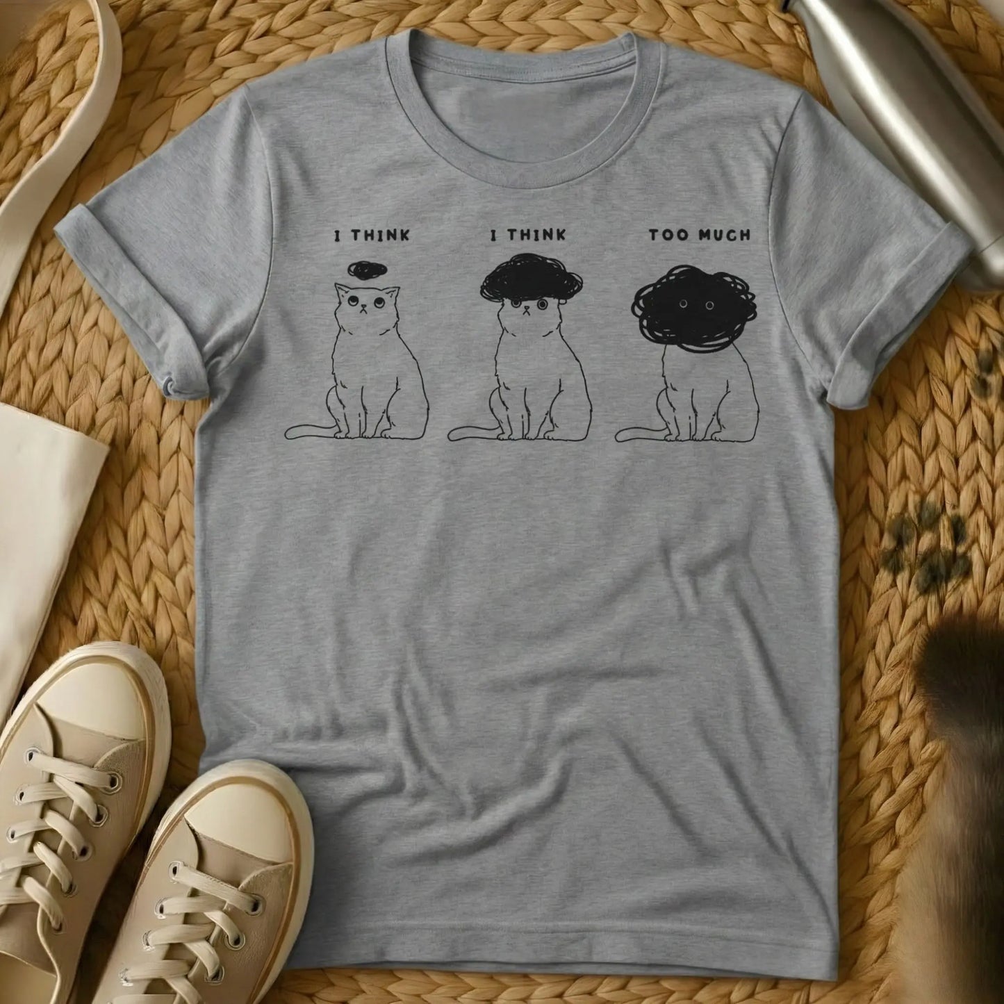 Thinking Cat Shirt - Gray Cat T-Shirt