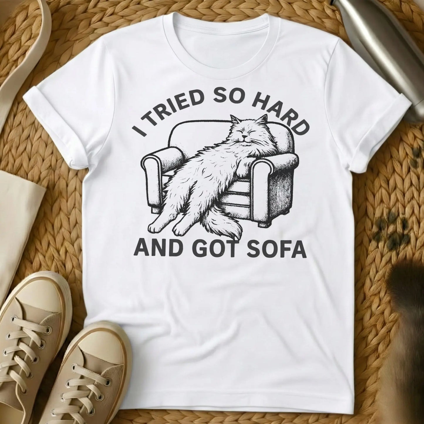 Sofa King Cat T-Shirt - White Cat T-Shirt