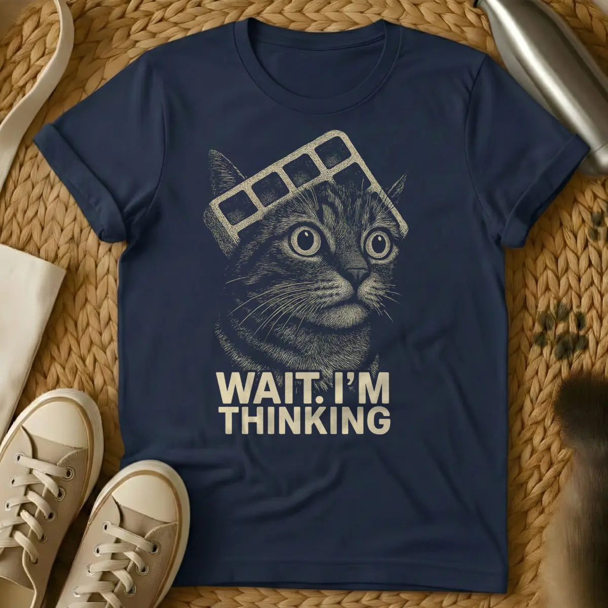 Think Cat T-Shirt - Navy Cat T-Shirt