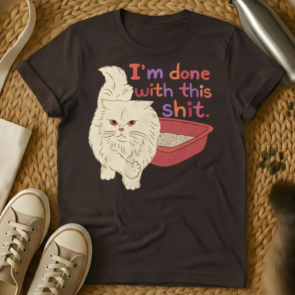 I'm Done Cat Shirt - Dark Chocolate Cat T-Shirt
