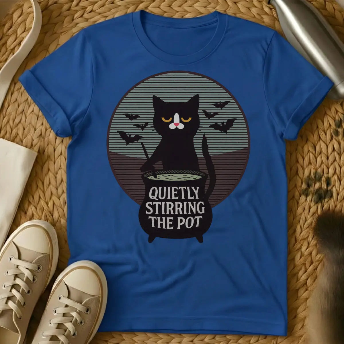 Stir the Pot Cat Shirt - Blue Cat T-Shirt