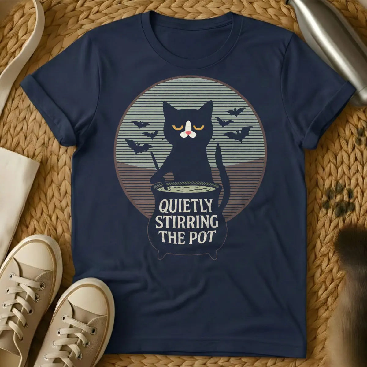 Stir the Pot Cat Shirt - Navy Cat T-Shirt