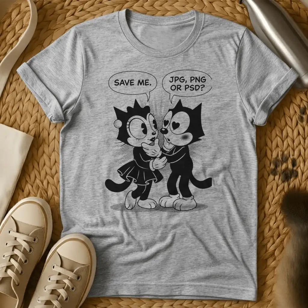 Sport Grey - Olive green t-shirt with retro cartoon cats in speech bubble comic style debating JPG PNG or PSD file formats
